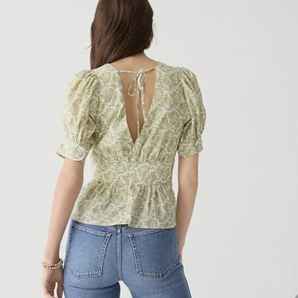 J. Crew V Neck Puff Sleeve Blouse Size 16 - Picture 2 of 9